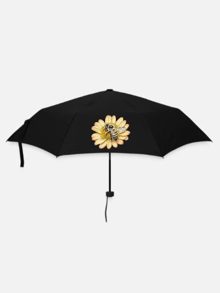 Süße Biene und gelbe Blume - Regenschirm (klein) - Schwarz