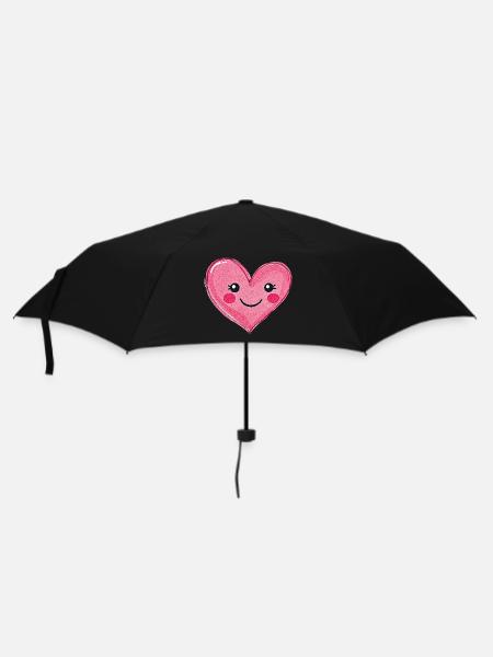 Herz - Regenschirm (klein) - Schwarz