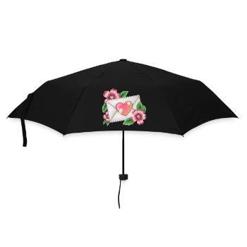 envelope with flowers - Umbrella (small) - black - Front
