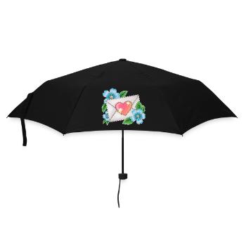 envelope with flowers - Umbrella (small) - black - Front