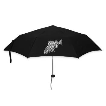 Barsch Fisch Design für Raubfisch Angler - Regenschirm (klein) - Schwarz - Vorne