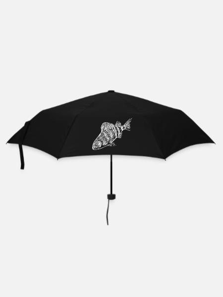 Barsch Fisch Design für Raubfisch Angler - Regenschirm (klein) - Schwarz