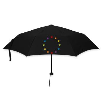 LGBT Gay Pride Sterne Regenbogen Europa Flagge EU - Regenschirm (klein) - Schwarz - Vorne