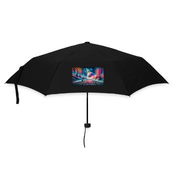 Neon Dreamscape Odyssey – Synthwave Surrealismus Wid - Regenschirm (klein) - Schwarz - Vorne