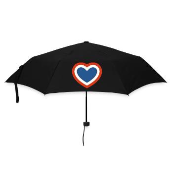 Concentric Red White and Blue Heart - Umbrella (small) - black - Front