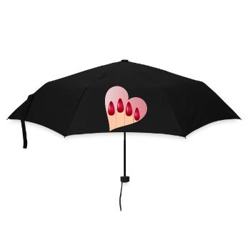 Maniküre mit Liebe - Herz mit roten Fingernägel - Regenschirm (klein) - Schwarz - Vorne