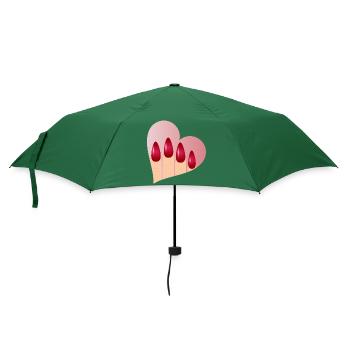 Maniküre mit Liebe - Herz mit roten Fingernägel - Regenschirm (klein) - Flaschengrün - Vorne