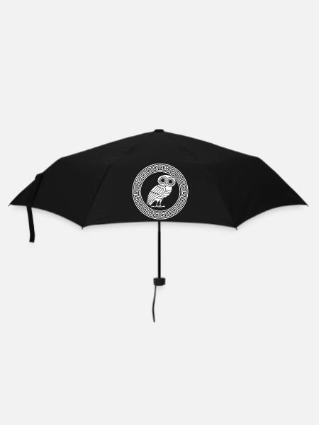 Griechisches Symbol der weißen Eule - Regenschirm (klein) - Schwarz