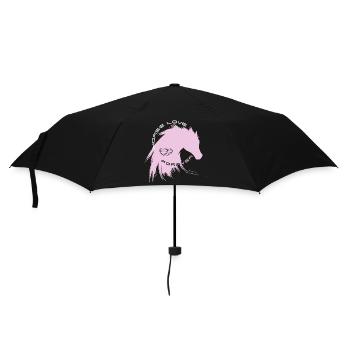 pferd liebe reiten sport horse love pink mähne gir - Regenschirm (klein) - Schwarz - Vorne