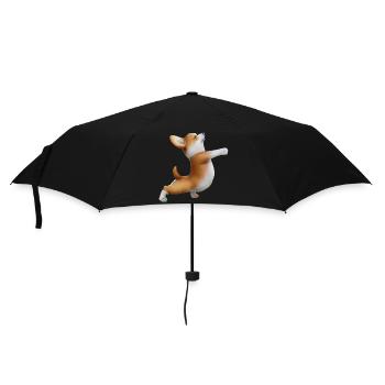 Corgi dog in yoga pose - Umbrella (small) - black - Front