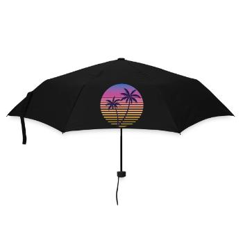 Palmier Crépuscule Vintage - Regenschirm (klein) - Schwarz - Vorne