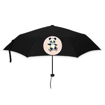 Skateboard panda in sunset - Umbrella (small) - black - Front
