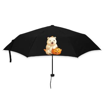 Halloween polar bear with pumpkin - Umbrella (small) - black - Front