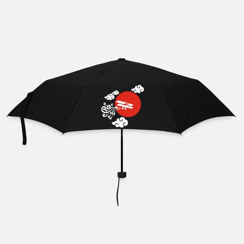 White Airplane and Red Sun - Umbrella (small) - black