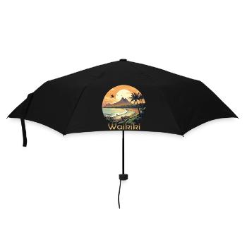 Waikiki Hawaii Sonnenuntergang am Strand - Regenschirm (klein) - Schwarz - Vorne