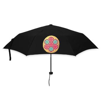 Yoga farbenfroh Gold Kreis Meditation om Namaste - Regenschirm (klein) - Schwarz - Vorne