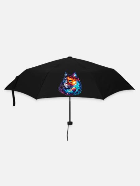 Katze - Regenschirm (klein) - Schwarz