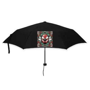 Ladybug / Lucky Charm / Dotted / New Year - Umbrella (small) - black - Front
