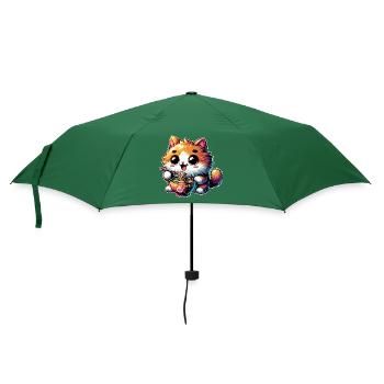 Katze Ramen Kawaii Anime - Regenschirm (klein) - Flaschengrün - Vorne