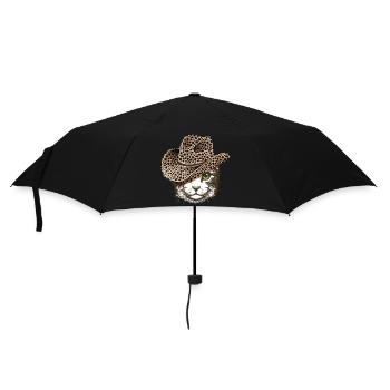 Portrait of a cat with a leopard look hat - Umbrella (small) - black - Front