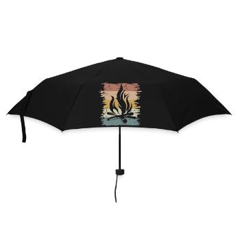retro campfire survival outdoor bushcraft icon - Umbrella (small) - black - Front