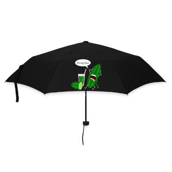 Humorvolles Gurkendesign mit Schrei - Regenschirm (klein) - Schwarz - Vorne