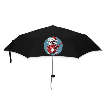 Akita Hund Weihnachten Rocker Gitarre - Regenschirm (klein) - Schwarz - Vorne