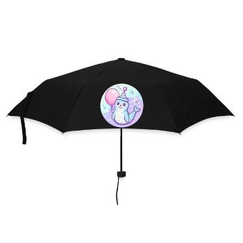 Robbe Tier Geburtstag Comic - Regenschirm (klein) - Schwarz - Vorne