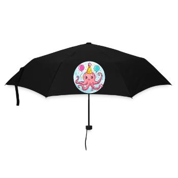 Oktopus Geburtstag Comic - Regenschirm (klein) - Schwarz - Vorne