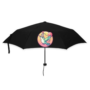 Kolibri Vogel Geburtstag Comic - Regenschirm (klein) - Schwarz - Vorne
