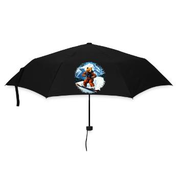 Bären Snowboard - Regenschirm (klein) - Schwarz - Vorne