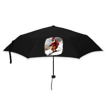 Hühner Ski / Skifahrer Huhn - Regenschirm (klein) - Schwarz - Vorne