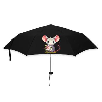 Souris avec églantier – joli motif pour enfants - Parapluie standard - noir - Devant