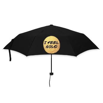 Gold Yoga Kreis Sonne Feeling exklusiv Meditation - Regenschirm (klein) - Schwarz - Vorne