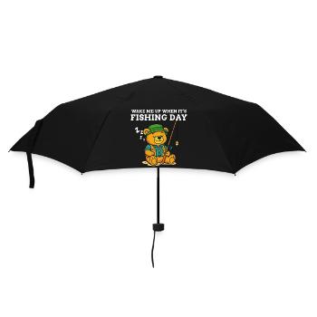 Wake Me Up When it's Fishing Day - Fishing Humor - Umbrella (small) - black - Front