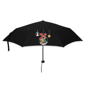 Biber Weihnachten Schneekugel Biber - Regenschirm (klein) - Schwarz - Vorne