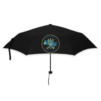 Ukrainian Emblem with Flag Map - Umbrella (small) - black - Front