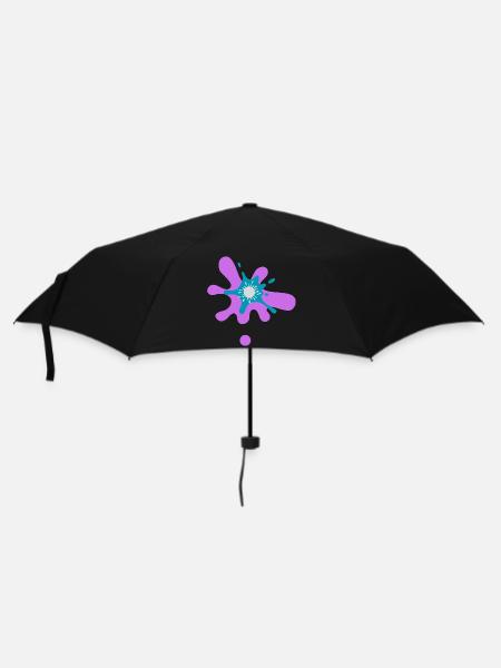 Abstrakter Farbspritzer Druck - Regenschirm (klein) - Schwarz