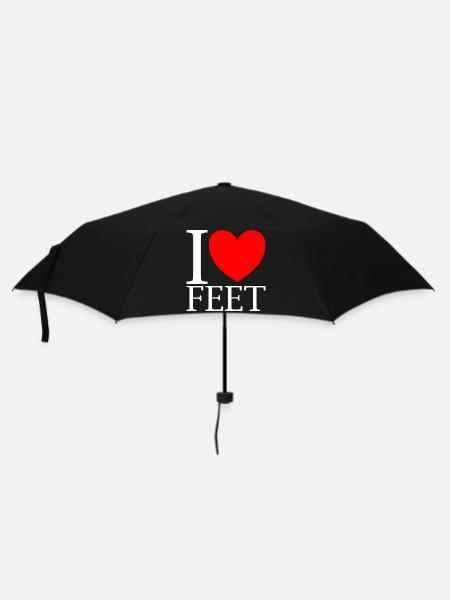 Ich Liebe Füße I Love Feet - Regenschirm (klein) - Schwarz
