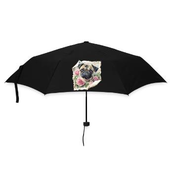Mops Vintage - Regenschirm (klein) - Schwarz - Vorne