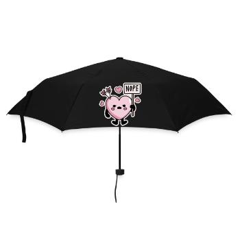 Kawaii Herz Nope Schild Anti Valentinstag - Regenschirm (klein) - Schwarz - Vorne