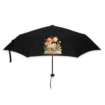 Souris dans la forêt de champignons lit un livre - Parapluie standard - noir - Devant