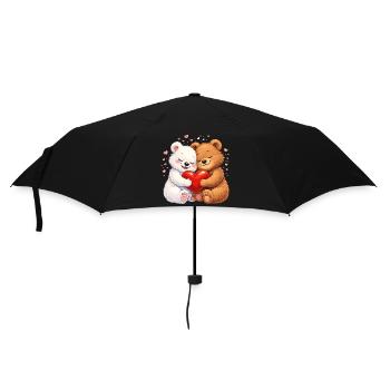 Bears in love with heart – Valentine's Day motif - Umbrella (small) - black - Front