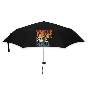 Wake Up Airport Panic Repeat Travel - Umbrella (small) - black - Front