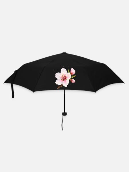 Mandelblüte Rosa Frühlingsblume - Regenschirm (klein) - Schwarz