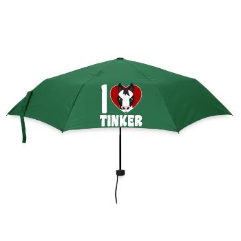 Ich liebe Tinkerpferde - Herz - Regenschirm (klein) - Flaschengrün - Vorne