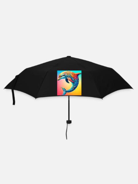Delfin - Regenschirm (klein) - Schwarz