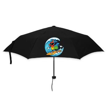 Cooles Surf-Puzzle-Maskottchen Sommerstrandkunst - Regenschirm (klein) - Schwarz - Vorne
