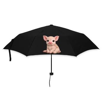 Ferkel-Kuschel-Illustration - Regenschirm (klein) - Schwarz - Vorne