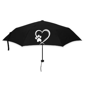 Pfote Herz - Regenschirm (klein) - Schwarz - Vorne
